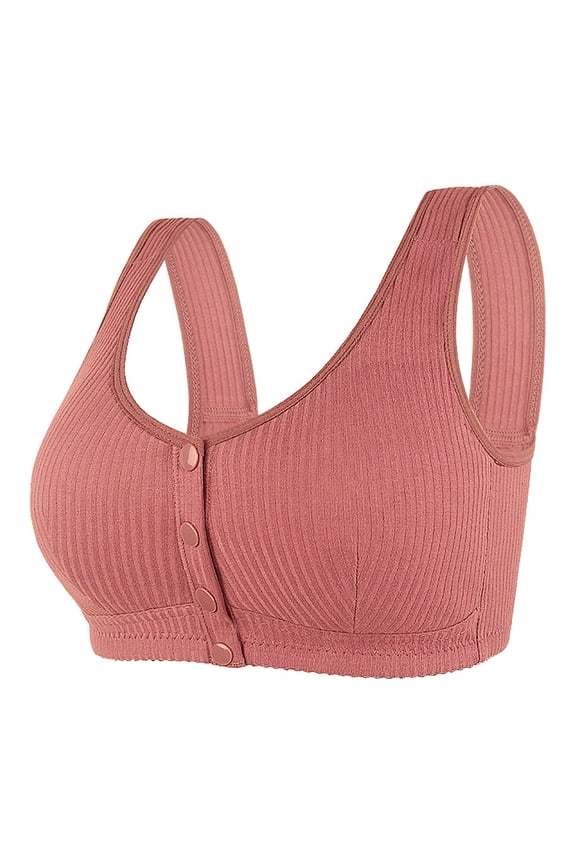 Women's No Steel Ring Front Close T Back Seamless Unlined Bra for Large Bust B 44