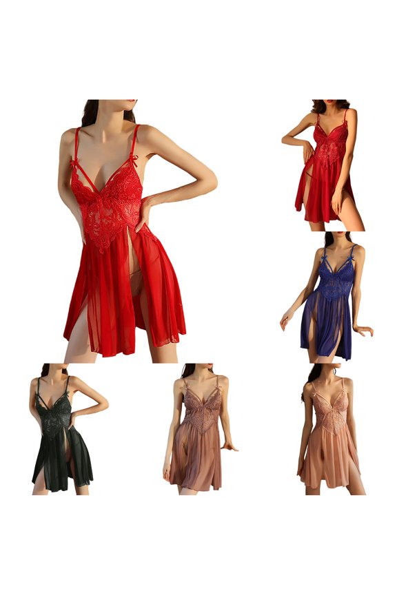Women's Open Back Lace Stitching Satin Pajama Set RD2 M
