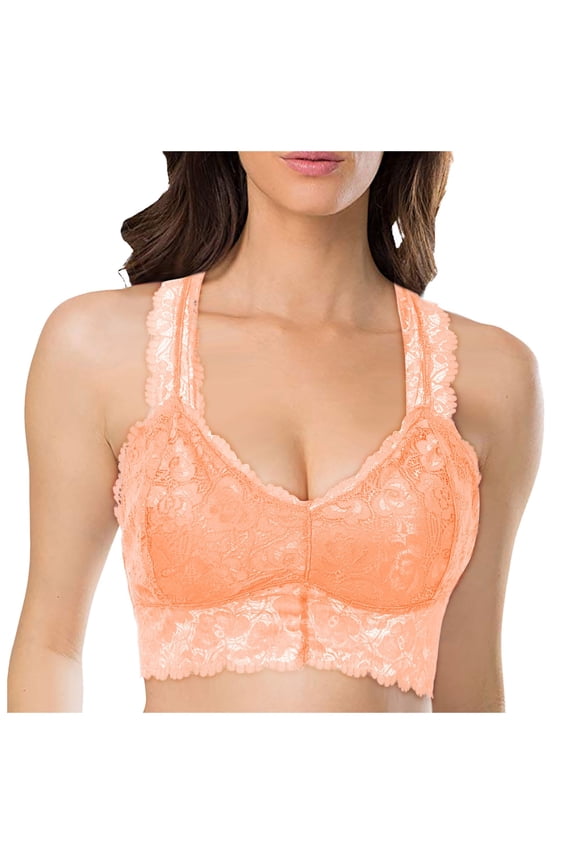 Women's Plus Size Lace Beauty Back Wrap V Neck Coastless Push Up Bra Without Underwire Brown M