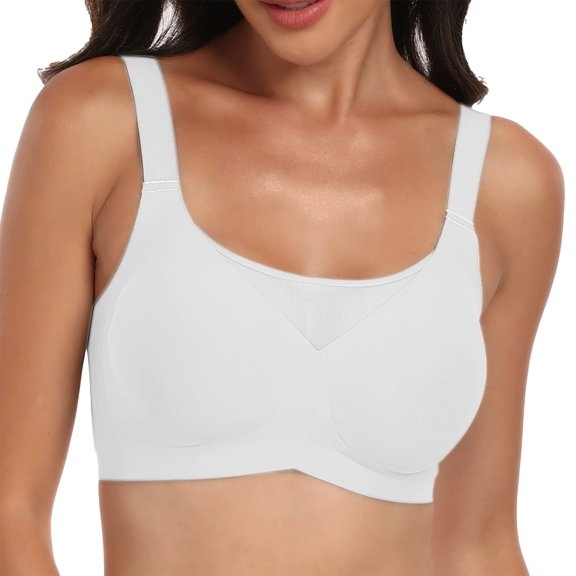 WDDDD Women's Plus Size Seamless Jelly No Underwire Sag Retraction Bra White M