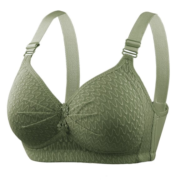 WDDDD Women's Plus Size Wireless Thin Underwire Supportive Soft Full Coverage Bustier for Moms Seniors Green B