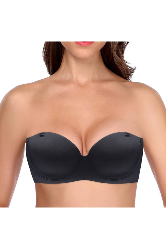 Women's Push Up Strapless Adhesive Deep U Shape Backless Bra S