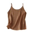thumbnail image 1 of WDDDD Women's Retro Thin Linen Inner Top Vest Coffee XXXXL, 1 of 5