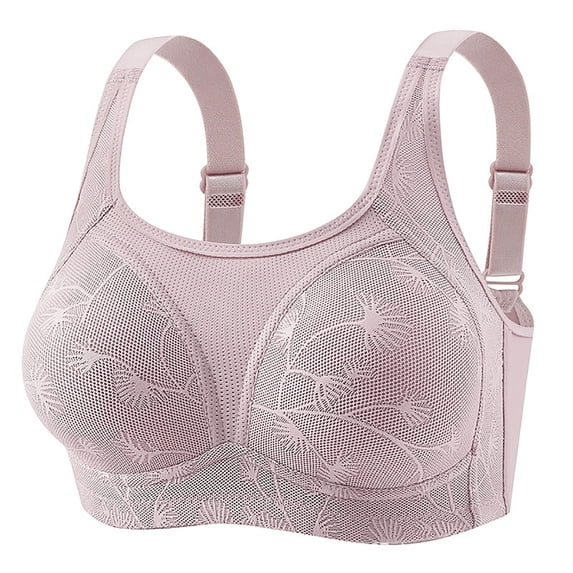 WDDDD Women's Seamless Full Coverage Wireless Bra Regular Plus Size Light Purple 46
