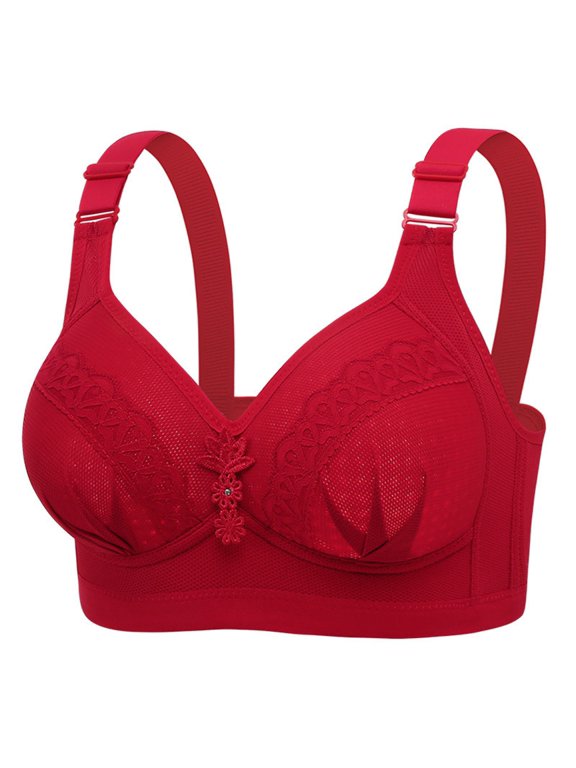 Women's Seamless No Steel Ring Sagging Bra Red 46