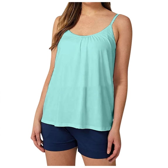 WDDDD Women's Shelf Bra Camisole Adjustable Spaghetti Strap Tank Top Green XXL
