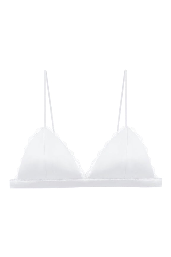 Women's Silk Satin Triangle Bralette Soft Cup Wireless Smooth Comfortable with Chest Pad m