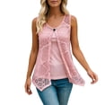 thumbnail image 1 of WDDDD Women's Sleeveless Mesh Layered Vest with Decorative Buttons Red XL, 1 of 6