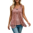 thumbnail image 1 of WDDDD Women's Sleeveless Mesh Layered Vest with Decorative Buttons Rose Gold M, 1 of 6