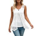 thumbnail image 1 of WDDDD Women's Sleeveless Mesh Layered Vest with Decorative Buttons White XL, 1 of 6