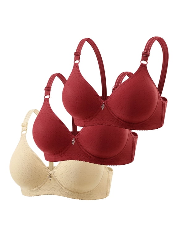 Women's Soft Wireless Seamless Comfort Bra Red 36