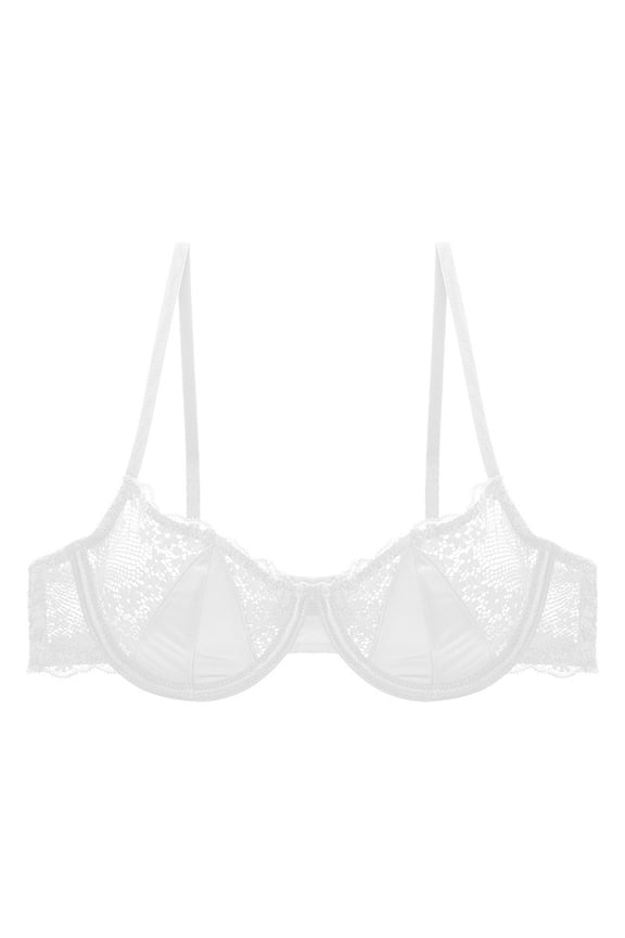 Women's Thin Half Cup Lace Push Up Bra White 36