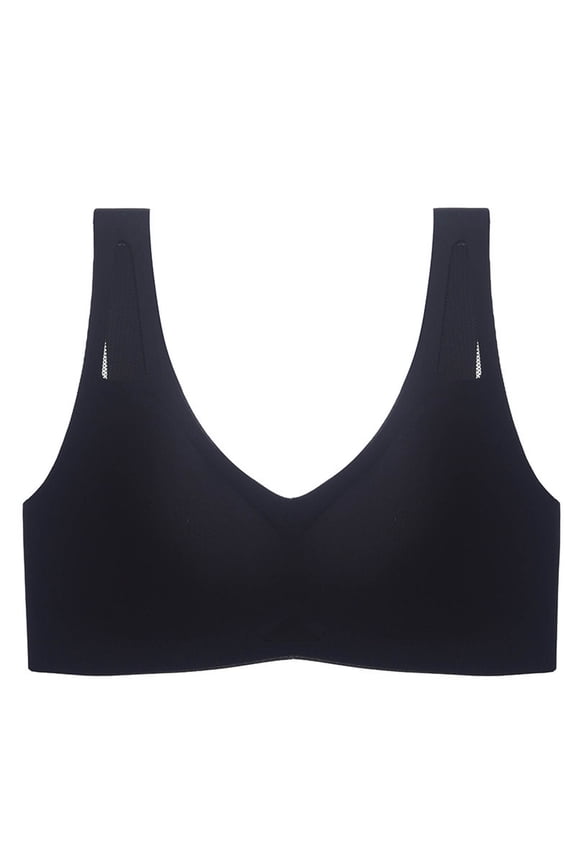 Women's Thin Seamless Latex Bra for Large Bust Black M