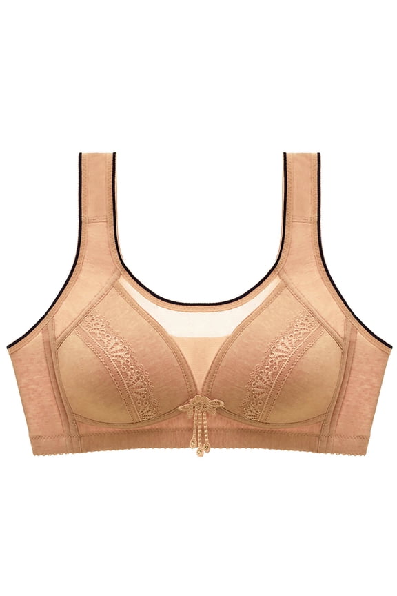 Women's Wireless Front Closure Seamless Detachable Padding Bra Beige 36