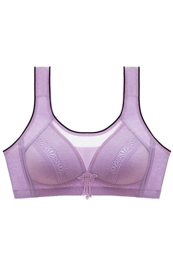 Women's Wireless Front Closure Seamless Detachable Padding Bra Light Purple 38