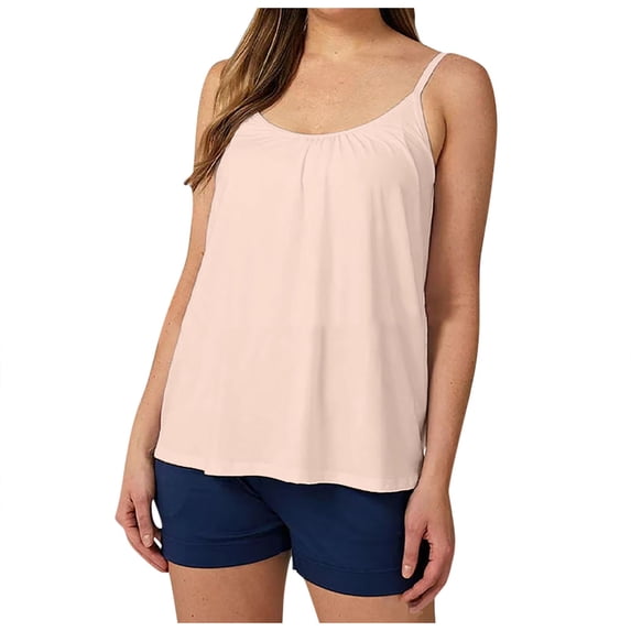 WDDDD Women's Shelf Bra Camisole Adjustable Spaghetti Strap Tank Top Beige XXXXXXL