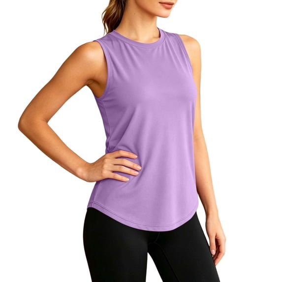 WDDDD Women‘s Workout Tank Tops Sleeveless Racerback Quick Dry Athletic Shirts Light Purple L