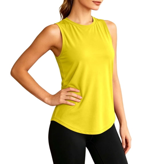 WDDDD Women‘s Workout Tank Tops Sleeveless Racerback Quick Dry Athletic Shirts Yellow S