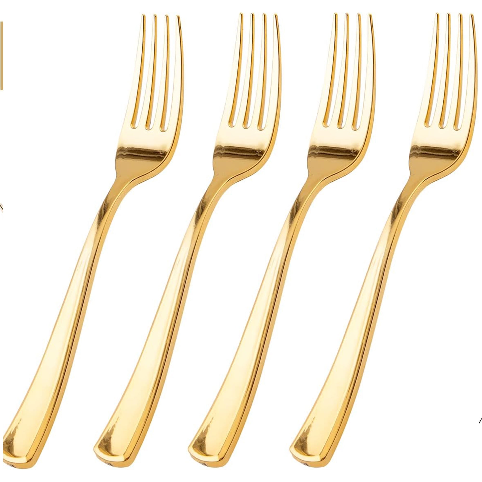 WDF Gold Plastic Forks 7.4inch Gold Disposable ForksGold Plastic