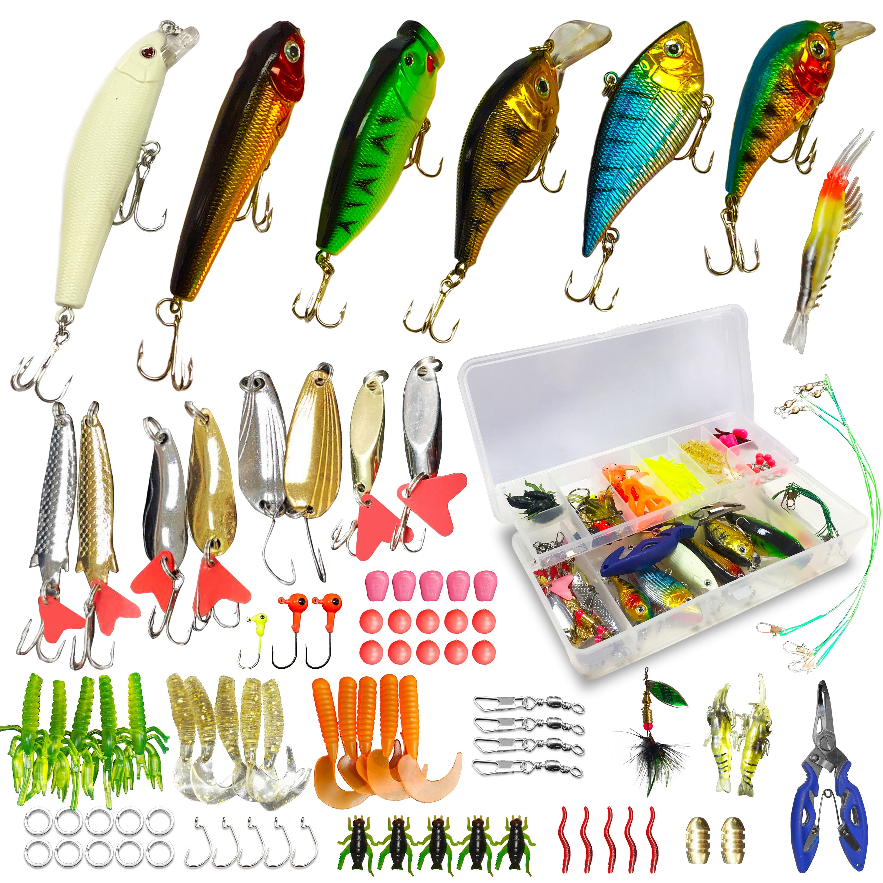 WDG 85Pcs Fishing Lures Kit, Bass Trout Fishing Baits Accessories