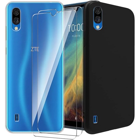 WDMYLFTW Clear Case for ZTE Blade A5 2020 + Black Phone Protective Cover + 2 Pack for ZTE Blade A5 2020 Tempered Glass Screen Protector