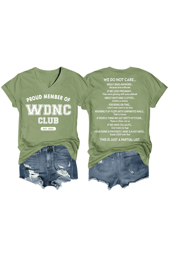 WDNC Club T Shirts, We Do Not Care Club Shirt, Funny WDNC Print Tshirt Short Sleeve