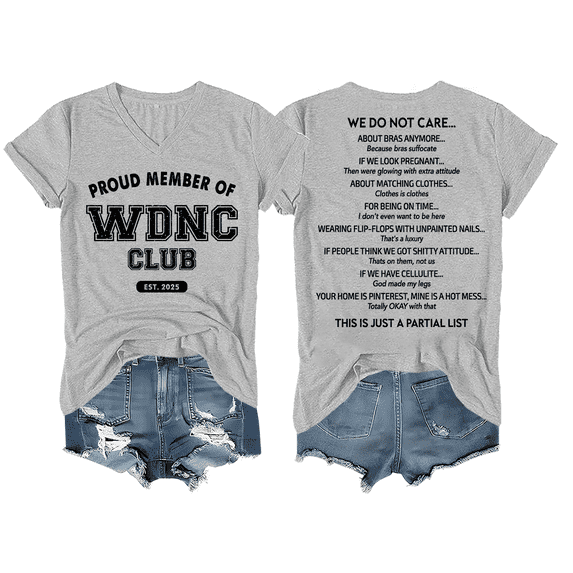 WDNC Club T Shirts, We Do Not Care Club Shirt, Funny WDNC Print Tshirt Short Sleeve