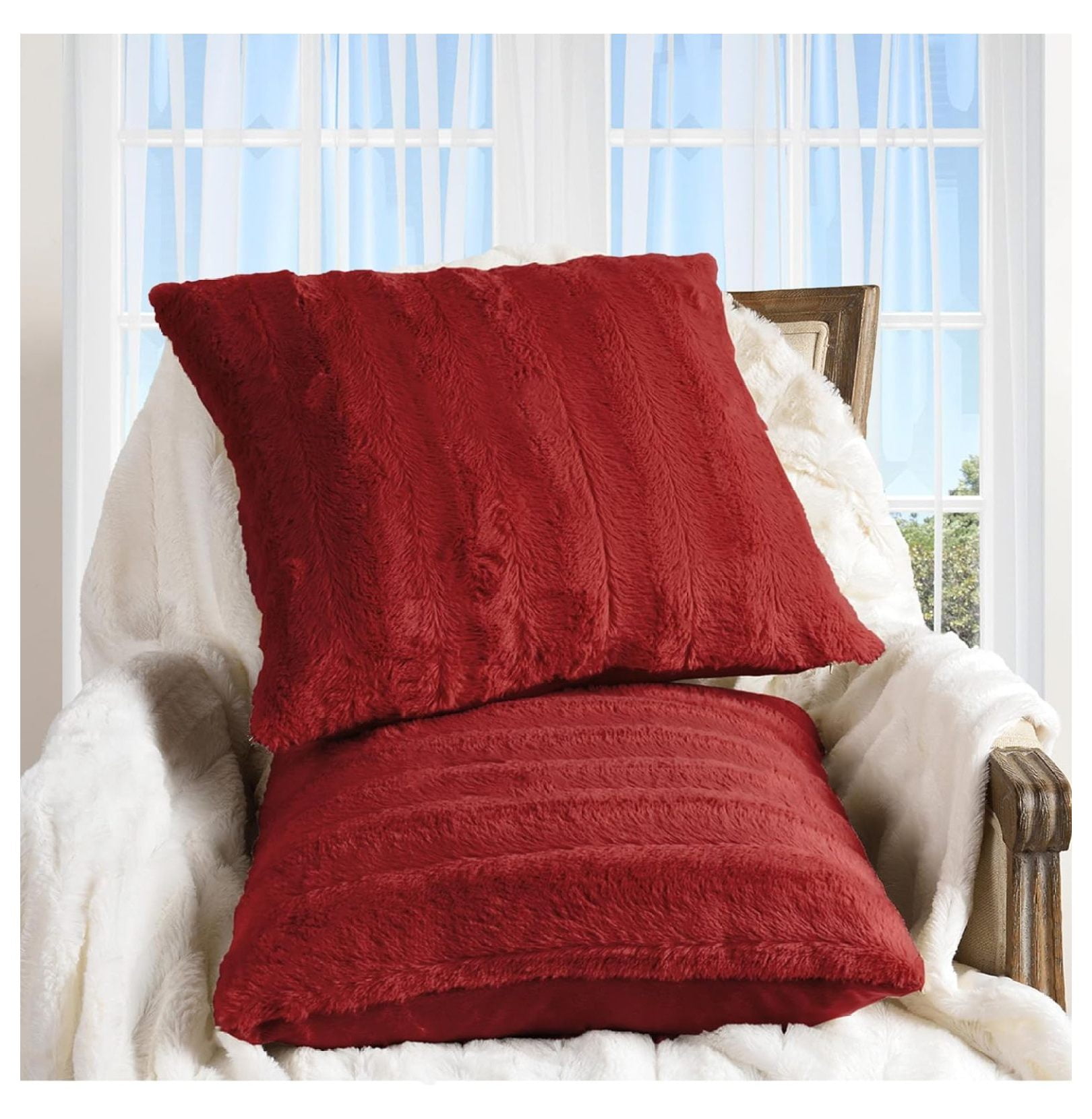 WDNMD9418 Faux Fur Throw Pillows for Couch with Inserts Included ... - Faux Fur Throw Pillows Indoor