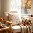 thumbnail image 1 of WDOBM 18x18 Inch White Fall Puffy Throw Pillow With Insert - Gold Maple Leaf Print Fuzzy Cushion - Autumn Winter Decor For Sofa Couch Bedroom Home, 1 of 6