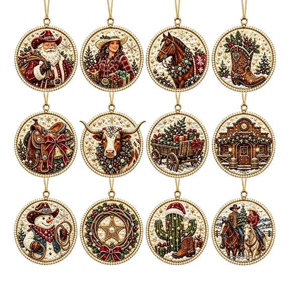 WDOBM Christmas Decoration, 12 PCS DIY Wooden Diamond Painting Kit, Christmas Ornaments Pearl Diamond Art Kit for Adults Beginner, Xmas Tree Hanging Decor Holiday Gift