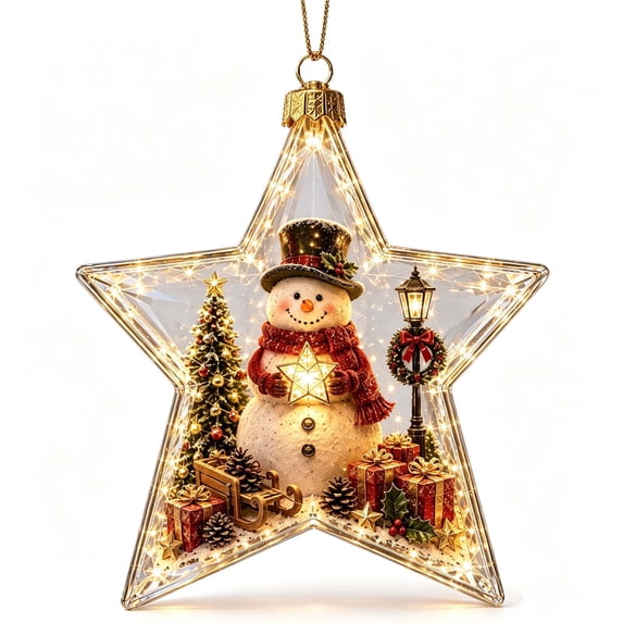 WDOBM Christmas Decorations, Glowing Christmas Story Ornament Light-Up Mini Decor, Hanging Ornament for Christmas Tree, Winter Holiday Gift Favor