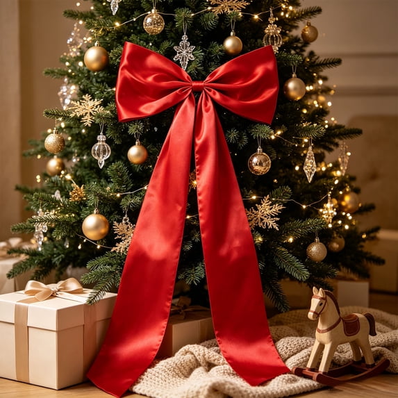 WDOBM Christmas Decorative Bows, 106x66cm Large Fabric Bow Curtain Tieback Wreath Wall Party, Christmas Tree Bow, Christmas Wreath Bows for Home Decor Indoor