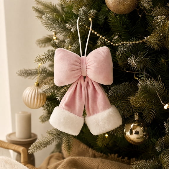 WDOBM Christmas Decorative Bows, Christmas Bow Decor Tree Wreath Door Wall Party, Christmas Tree Bow, Hanging Christmas Ornaments for Home Decor Indoor
