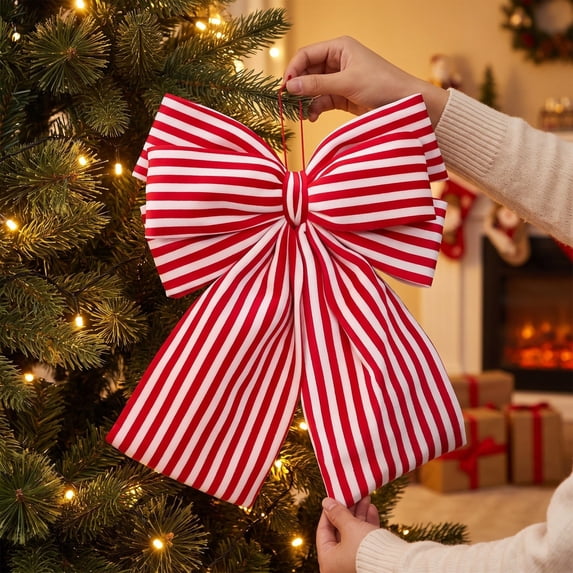 WDOBM Christmas Decorative Bows, Christmas Bows Tree Wreath Gift Box Decoration Ornaments, Christmas Tree Bow, Hanging Christmas Ornaments for Home Decor Indoor