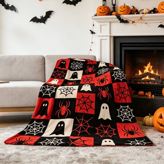 WDOBM Gothic Blanket, Gothic Bedding, Halloween Throw Flannel Blanket, for Couch Sofa Bed, Super Soft Cozy Plush Microfiber Flannel Blanket