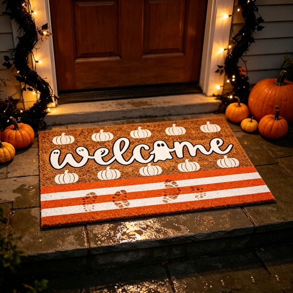 WDOBM Halloween Doormat, Halloween Palm Style Porch Bathroom Floor Mat, Halloween Front Door Decor, Halloween Welcome Mat Decor, Halloween Porch Mat for Home Decor Gift