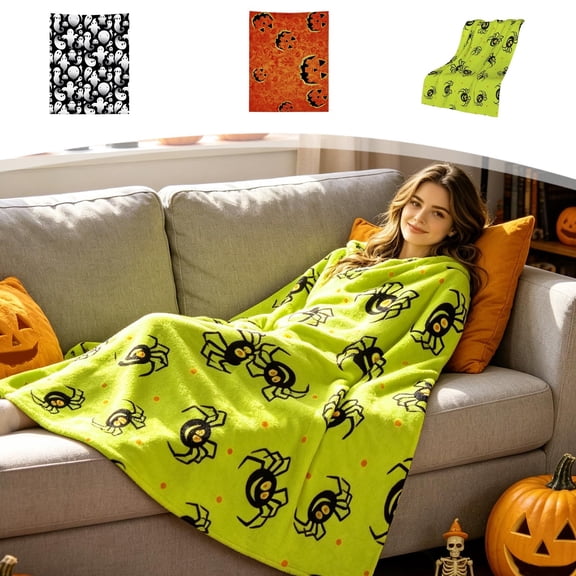 WDOBM Horror Blanket, Perfect for Gothic Room Decor, Warm Throw Blanket Vintage Scary, Halloween Themed Print for Winter Couch Sofa Bed Home Decor