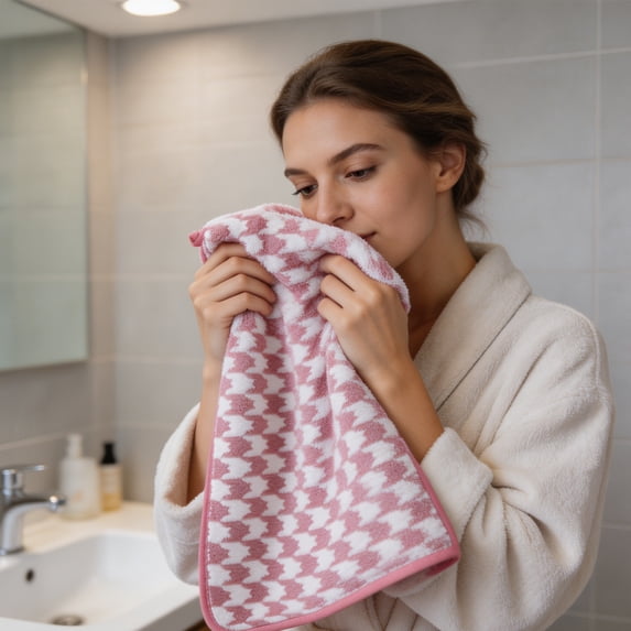WDOBM Reusable Washcloths, Unisex Color‑Block Coral Fleece Bath Hair‑Drying Towel, Highly Absorbent Quick Dry Machine Washable, Lightweight Sport Towels for Bathroom Salon