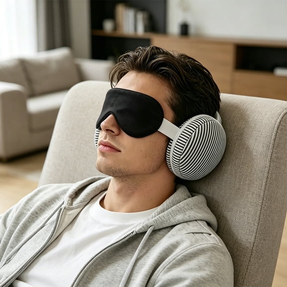 WDOBM Sleep Mask for Men Women, Blackout Eye Masks for Sleep, Eye Mask Sleep Mask for Men & Women, Cotton Filled Light Blocking Nap Pillow for Airplane Office Home Travel Rest