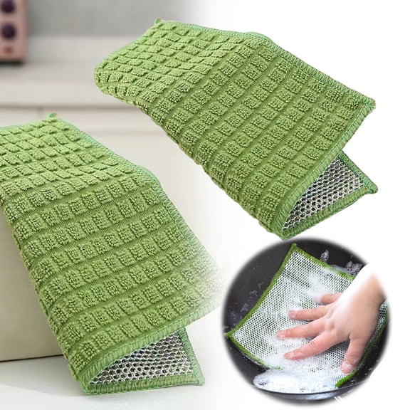 WDOEID Double-Sided Microfiber Cleaning Cloth - Green, Versatile and Thick Cleaning Cloth for Household Use, Effective Cleaning in the Kitchen and Beyond!,Hot Sale!