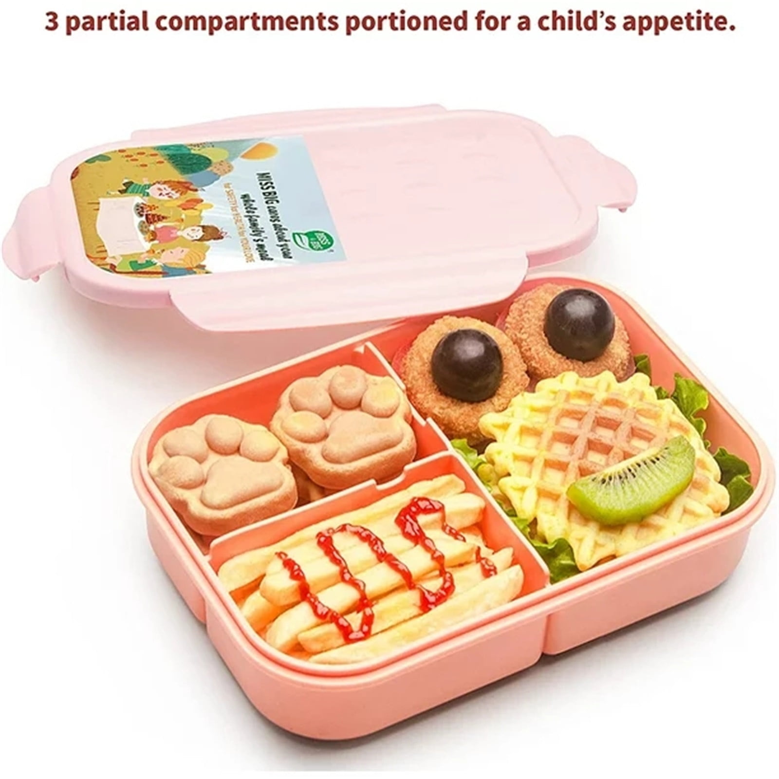 WDOEID Lunch Box Bento Box Divider With Spoon Crisper Creative Student