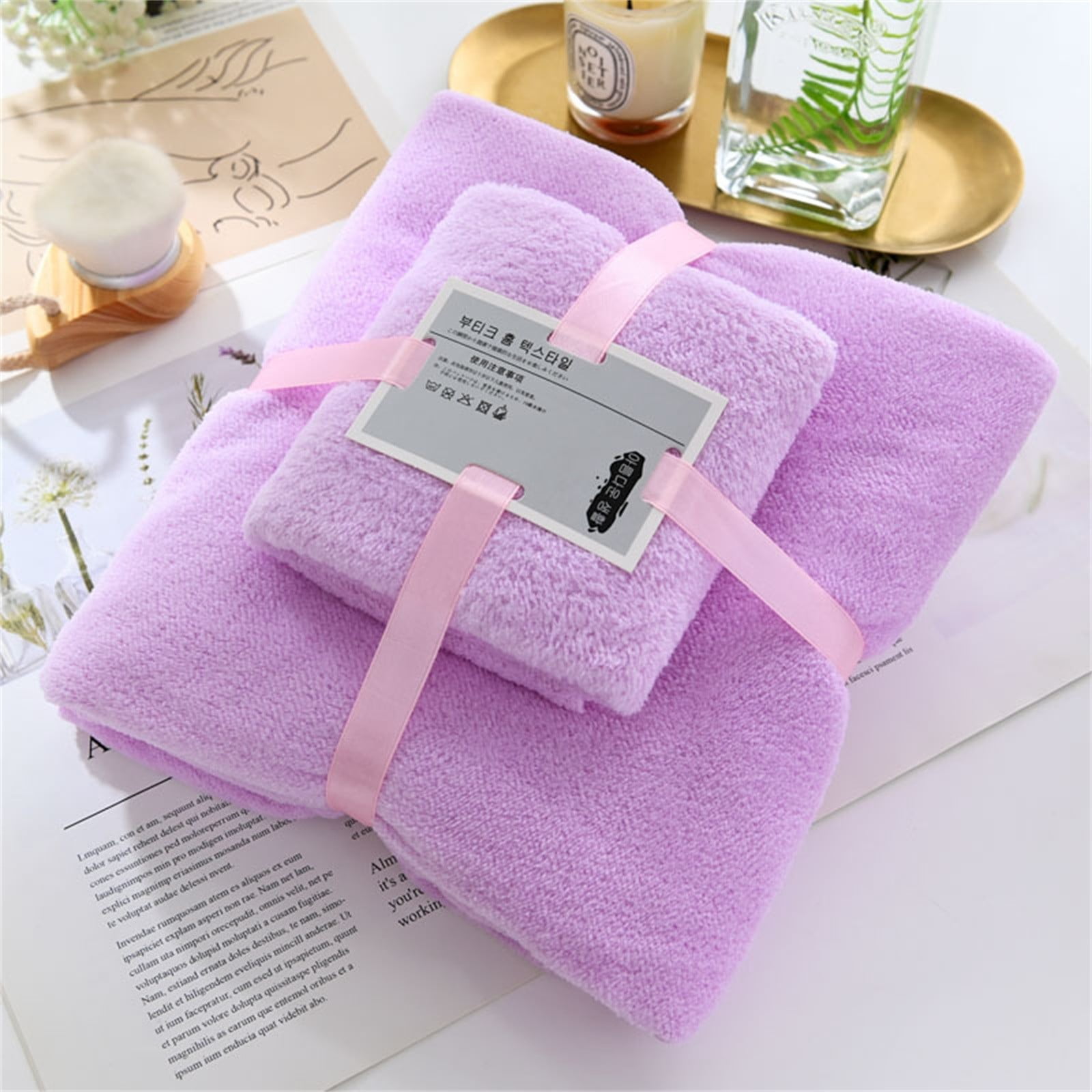 WDOEID Towel Two In One Soft And High Density Set Coral Absorben Fleece ...