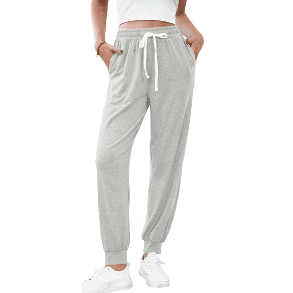 WQD Women's Jogger Sweatpants with Pockets Comfy Lounge Pants Casual Drawstring Athletic Workout Pajama Pants(Available in Plus Size)