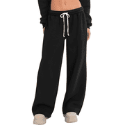 WQD Women's Sweatpants Wide Leg Lounge Joggers with Drawstring Comfy Loose Fit Casual Workout Athletic Yoga Pants with Pockets