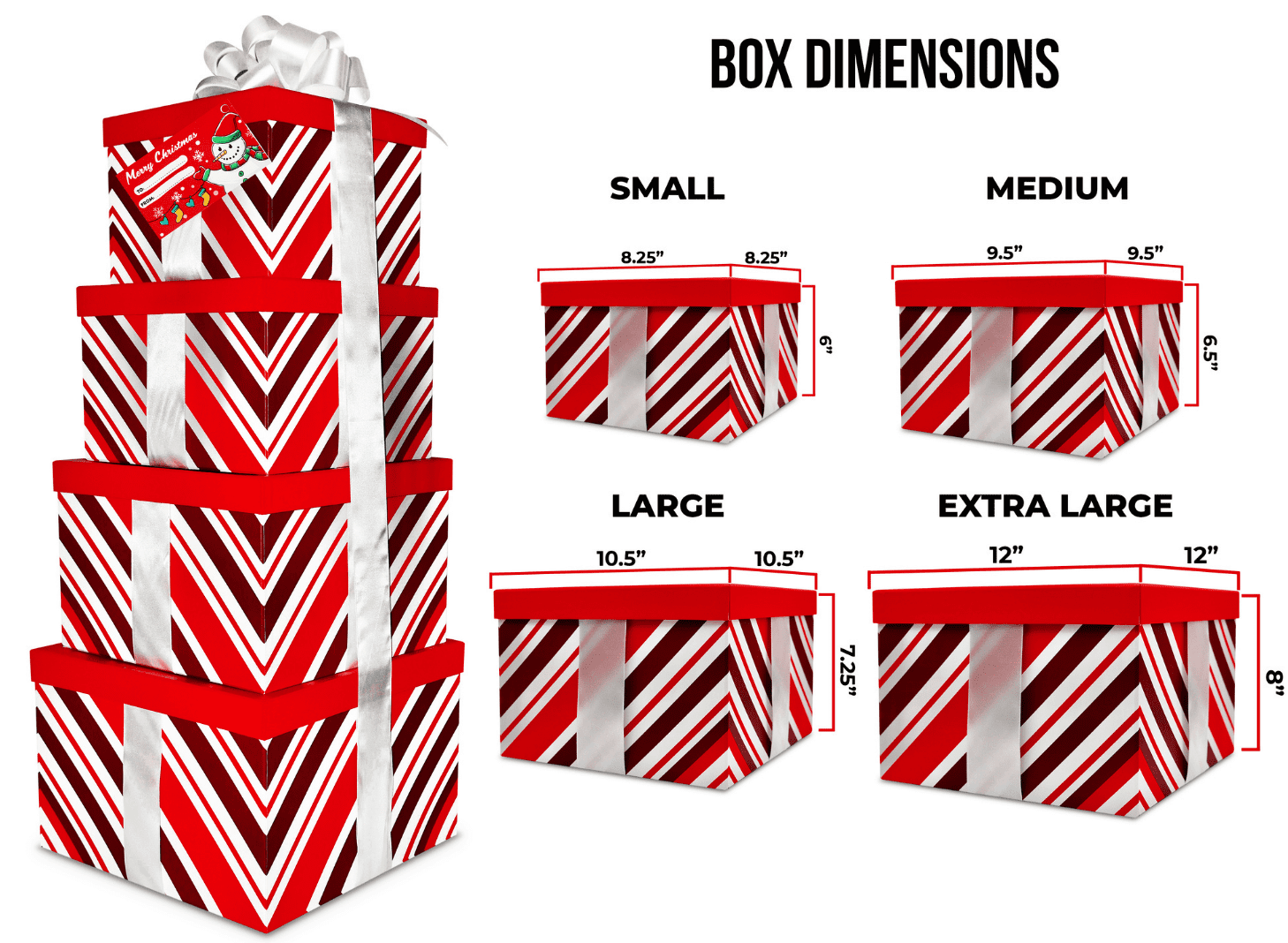 WDS Decorative Gift Boxes with Lids for Christmas Large Red Stackable