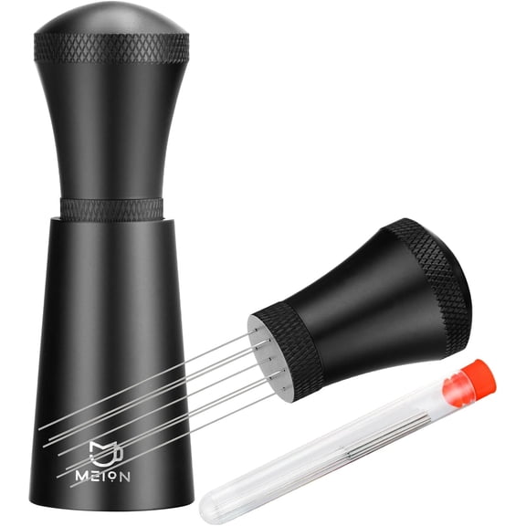 WDT Espresso Distribution Tool Stirrer Tools for Barista, 0.35mm 7 Needles Coffee with Extra Replaceable Needles, Aluminum Alloy Handle Stand ()