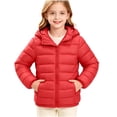 thumbnail image 1 of WDWYY Boys Girls Hooded Puffer Jacket Long Sleeve Winter Casual Full Zip Windproof Quilted Coat with Pockets Red 11-12Years, 1 of 8