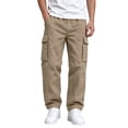 thumbnail image 1 of WDWYY Boys Pull On Cargo Pants Relaxed Fit Durable Elastic Waist Straight Leg Casual Pants with Multi Pockets Khaki 5-15Y, 1 of 6