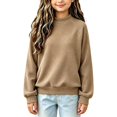 thumbnail image 1 of WDWYY Girls Waffle Knit Mock Neck Sweatshirt Fall Winter Pullover Loose Fit Raglan Long Sleeve Casual Top Khaki 11-12Y, 1 of 5