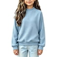 thumbnail image 1 of WDWYY Girls Waffle Knit Mock Neck Sweatshirt Pullover Fall Winter Raglan Long Sleeve Loose Fit Casual Top Light Blue 9-10Y, 1 of 5